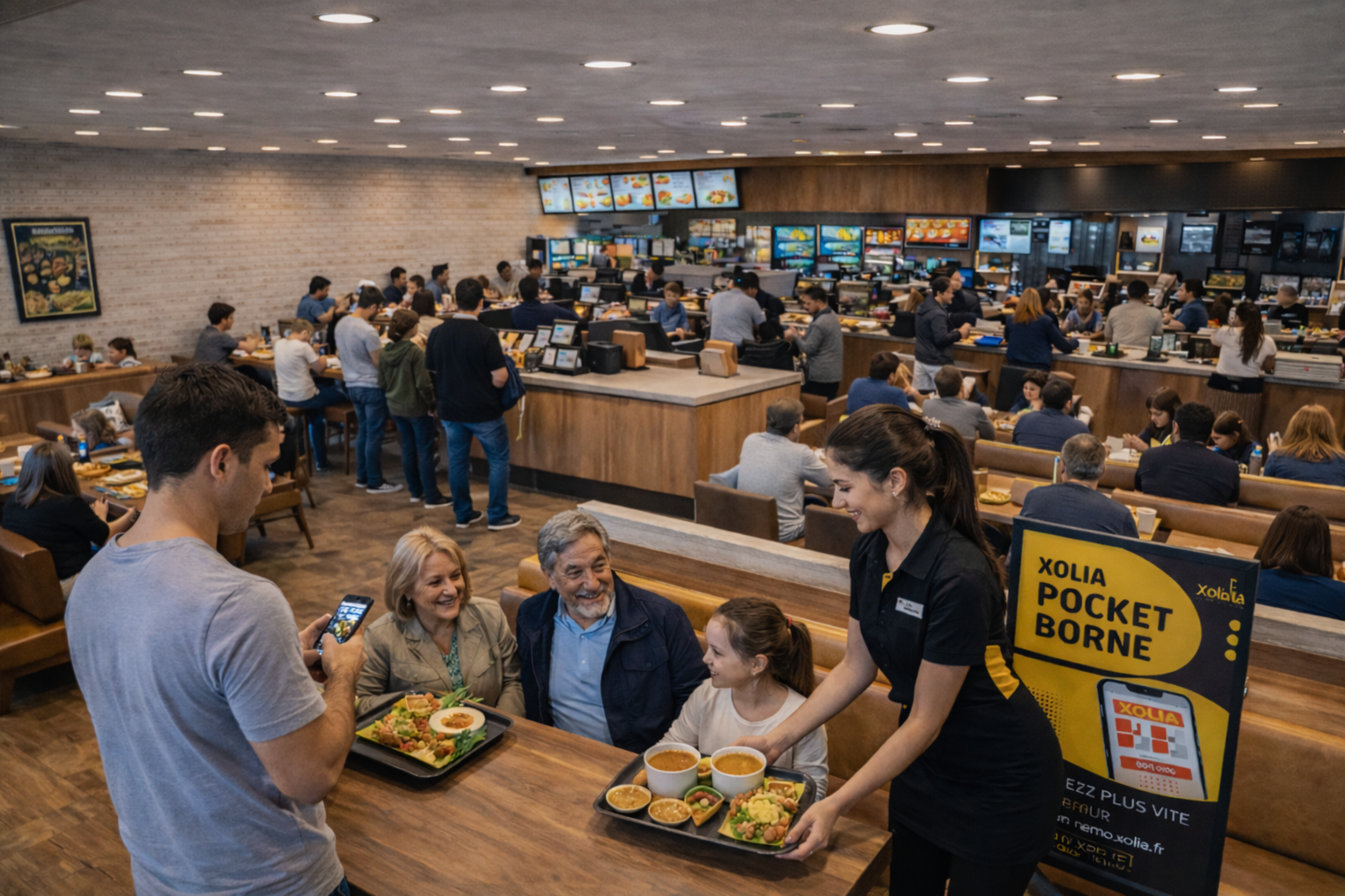 Ambiance restaurant moderne avec présence Xolia